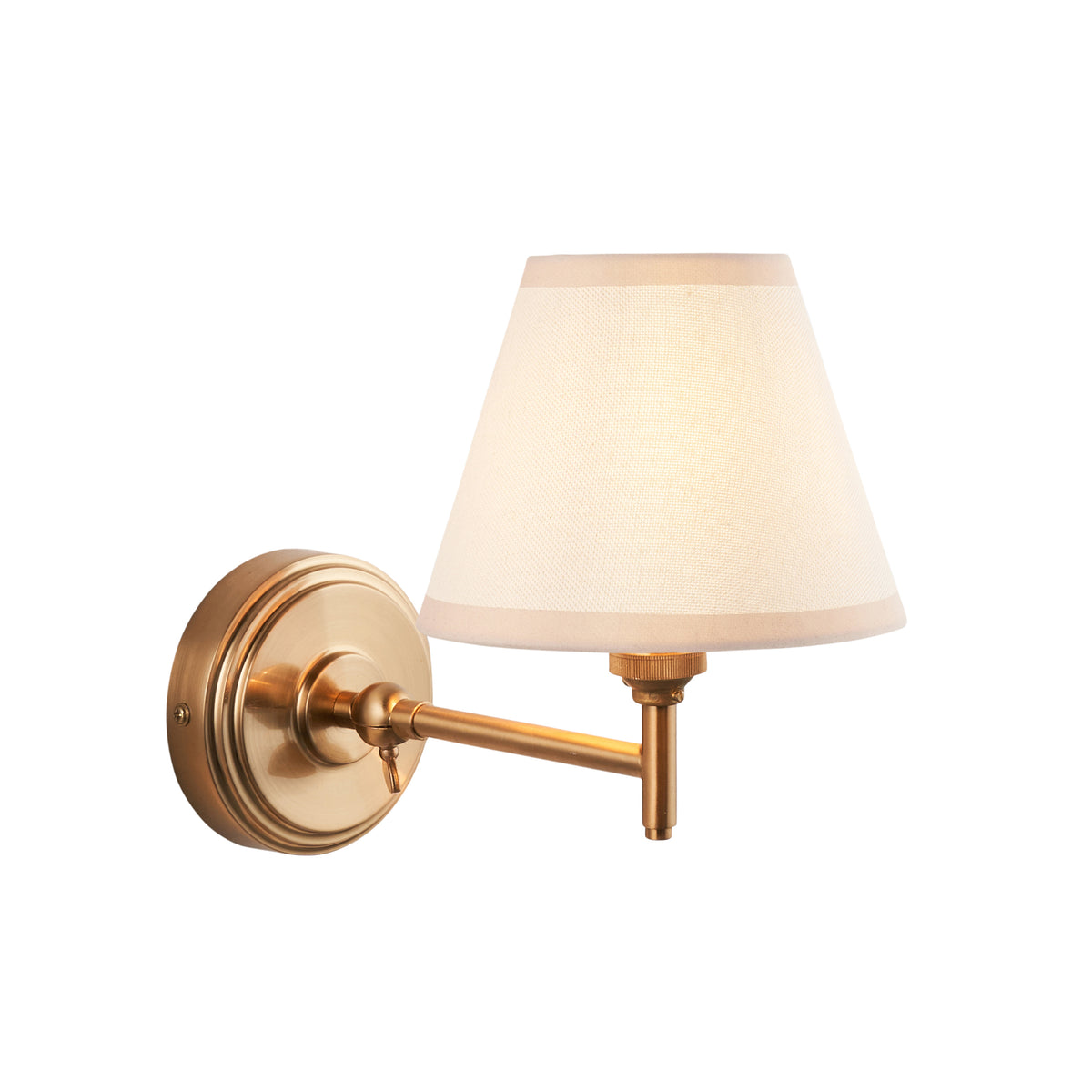Step Fold Wall Light in Brass with Vintage & Almond White 16cm Ivy Shade
