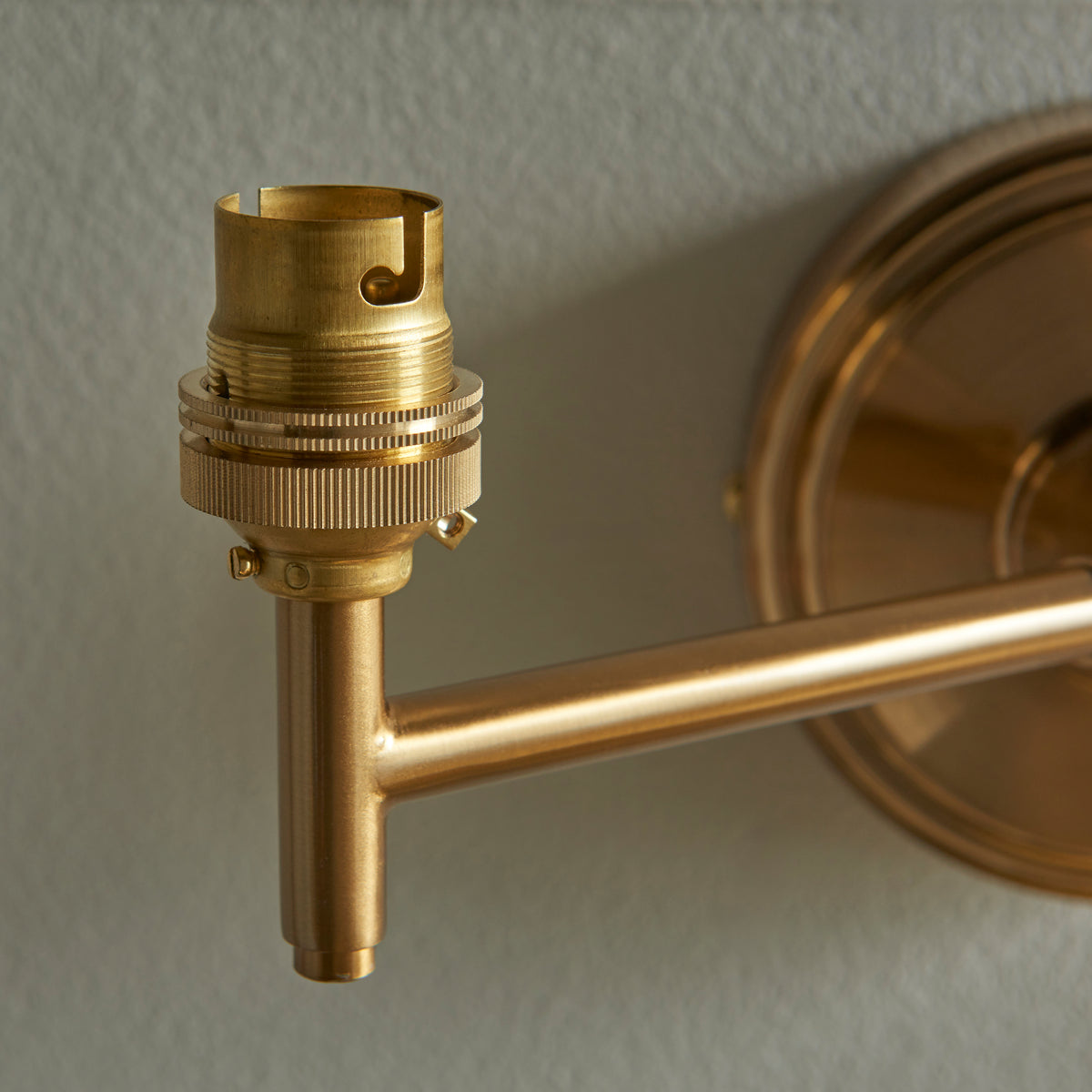 Step Fold Wall Light in Brass with Vintage & Almond White 16cm Ivy Shade