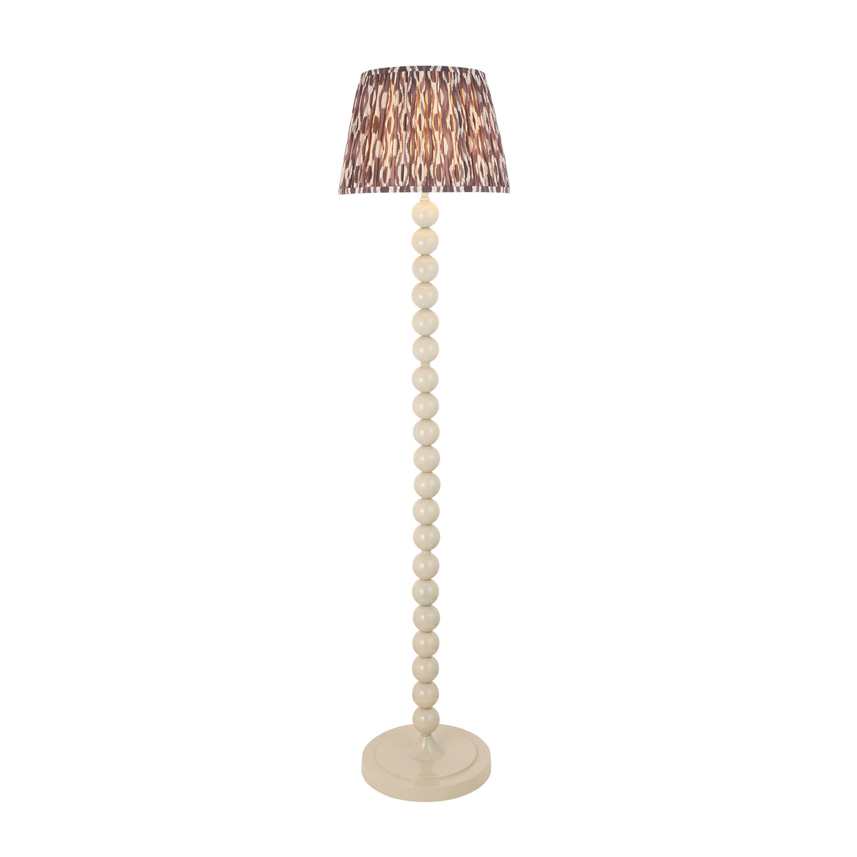 Higgledy Floor Lamp in Almond White with Pearl Grey 35cm Ikat Shade