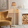 Higgledy Floor Lamp in Almond White with Pearl Grey 35cm Ikat Shade