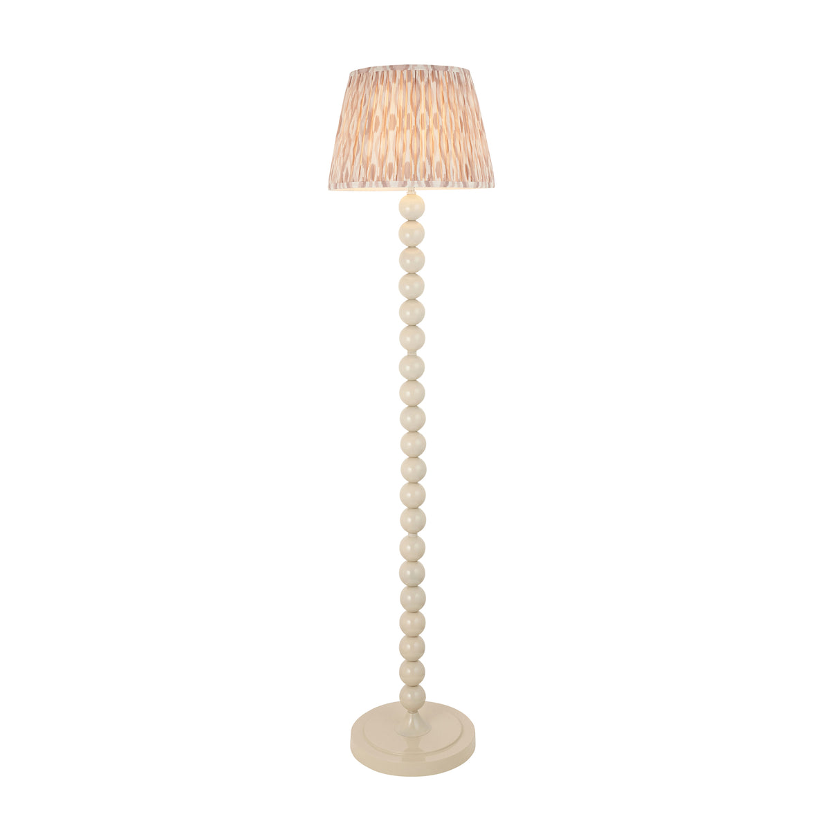Higgledy Floor Lamp in Almond White with Neutral 35cm Ikat Shade
