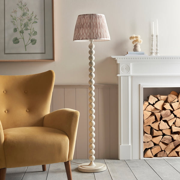 Higgledy Floor Lamp in Almond White with Neutral 35cm Ikat Shade