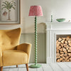 Higgledy Floor Lamp in Cotswold Green with Coral Pink 35cm Ikat Shade