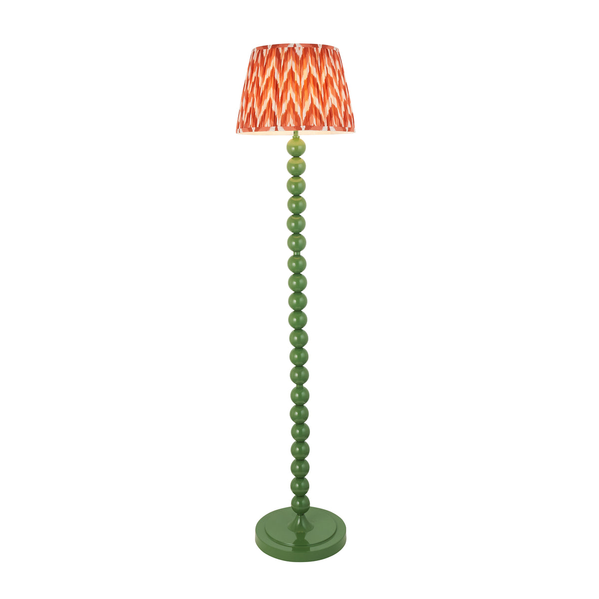 Higgledy Floor Lamp in Cotswold Green with Apricot Orange 35cm Zigzag Shade