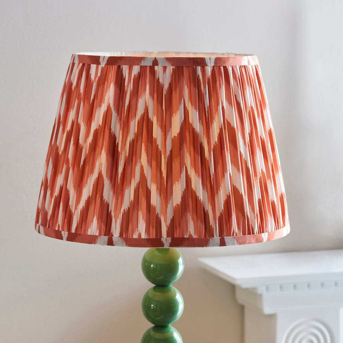 Higgledy Floor Lamp in Cotswold Green with Apricot Orange 35cm Zigzag Shade