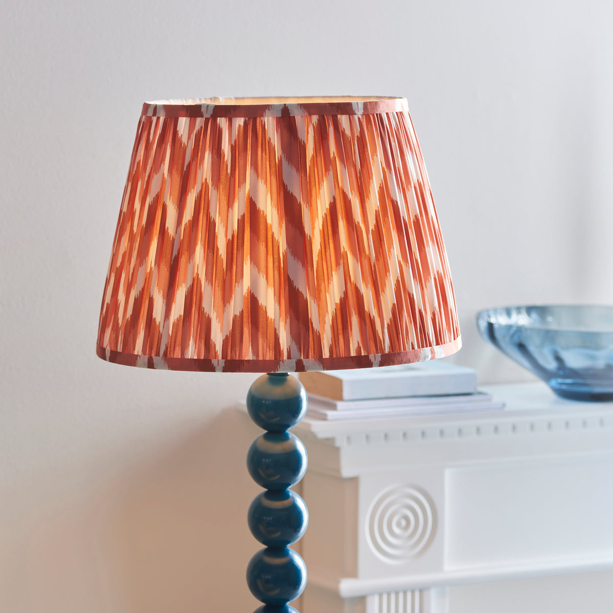 Higgledy Floor Lamp in Marlin Blue with Apricot Orange 35cm Zigzag Shade