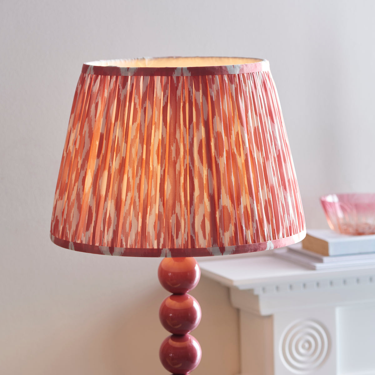 Higgledy Floor Lamp in Pink Clay with Coral Pink 35cm Ikat Shade