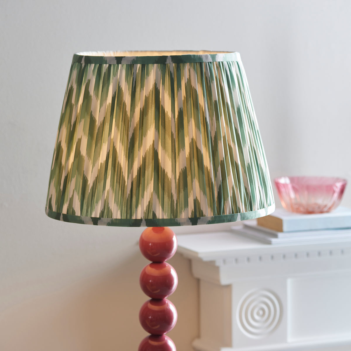 Higgledy Floor Lamp in Pink Clay with Cotswold Green 35cm Zigzag Shade