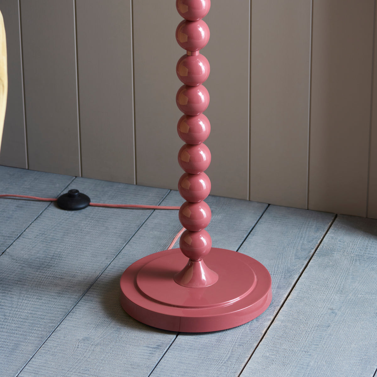Higgledy Floor Lamp in Pink Clay with Cotswold Green 35cm Zigzag Shade