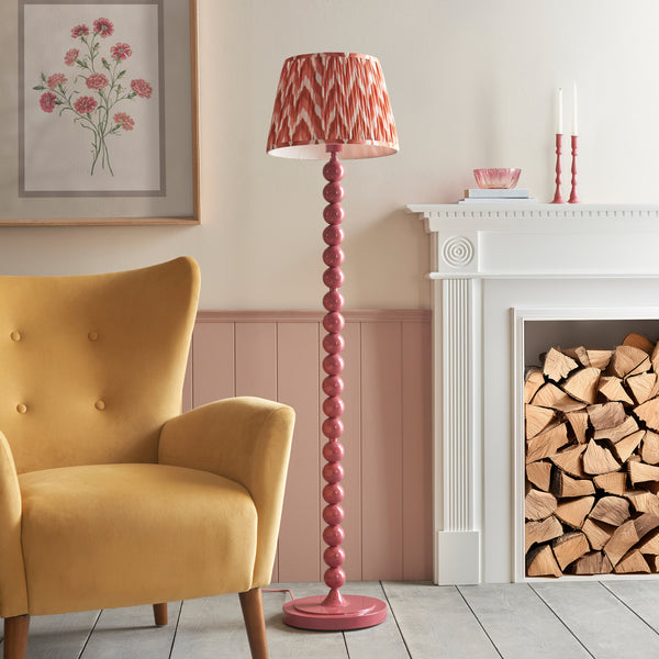 Higgledy Floor Lamp in Pink Clay with Apricot Orange 35cm Zigzag Shade