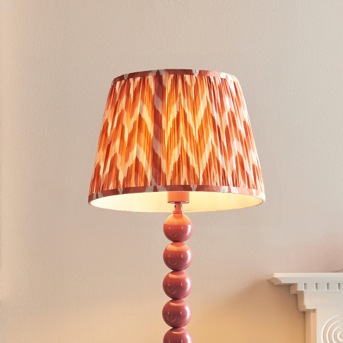 Higgledy Floor Lamp in Pink Clay with Apricot Orange 35cm Zigzag Shade