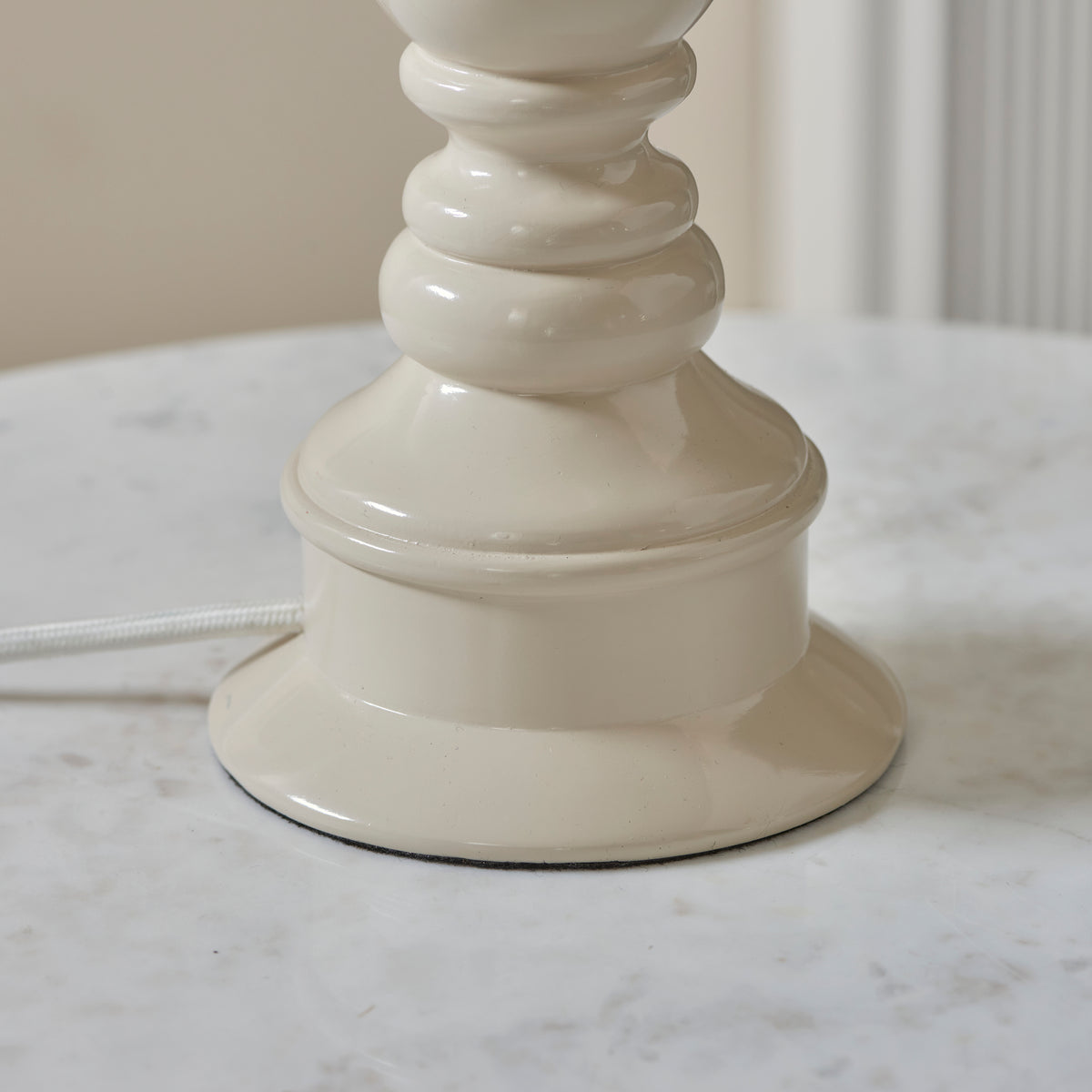 Myrtle Table Lamp in Almond White with Coral Pink 25cm Ikat Shade