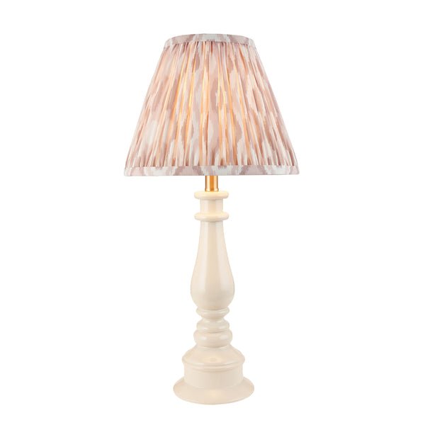 Myrtle Table Lamp in Almond White with Neutral 25cm Ikat Shade