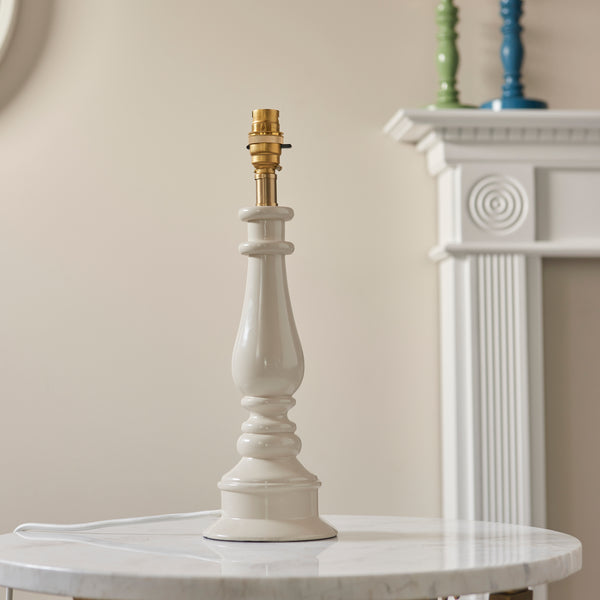 Myrtle Table Lamp in Almond White with Neutral 25cm Ikat Shade