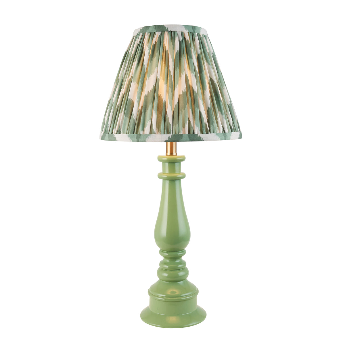 Myrtle Table Lamp in Cotswold Green with Cotswold Green 25cm Zigzag Shade