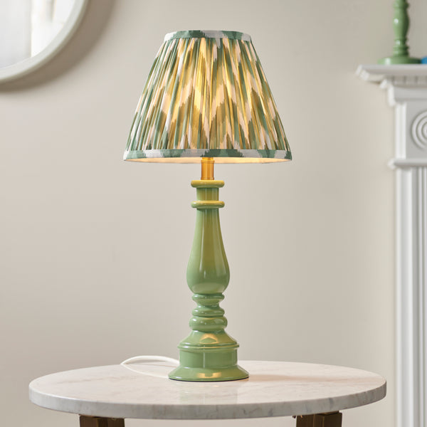 Myrtle Table Lamp in Cotswold Green with Cotswold Green 25cm Zigzag Shade