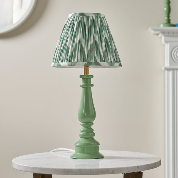 Myrtle Table Lamp in Cotswold Green with Cotswold Green 25cm Zigzag Shade