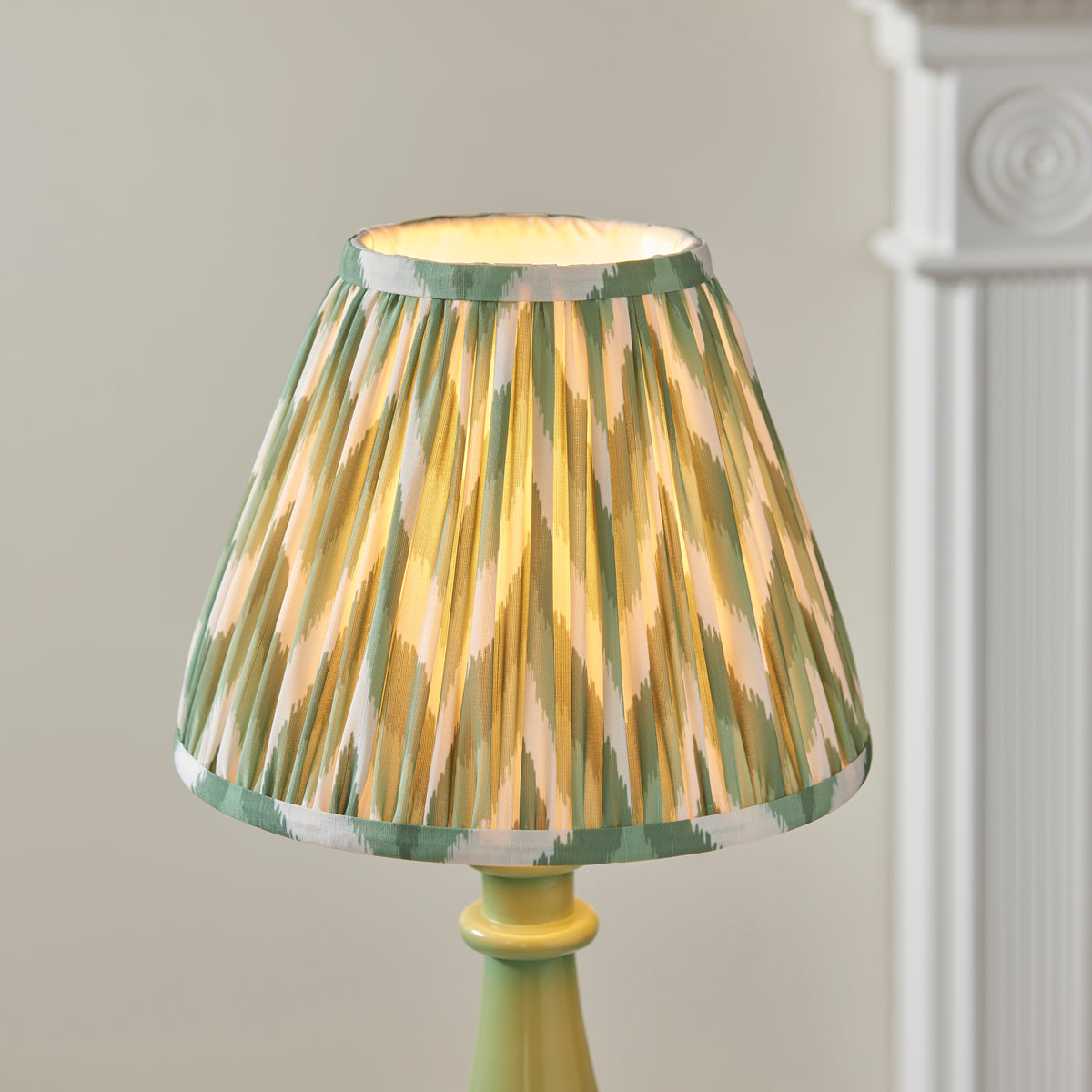 Myrtle Table Lamp in Cotswold Green with Cotswold Green 25cm Zigzag Shade