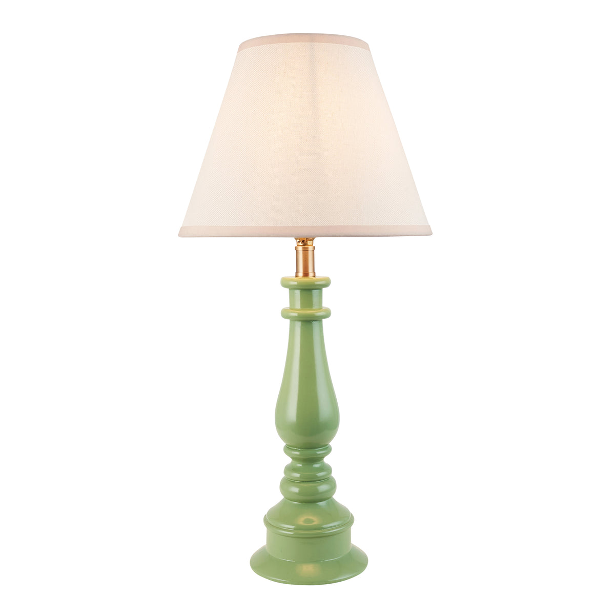 Myrtle Table Lamp in Cotswold Green with Vintage & Almond White 25cm Ivy Shade