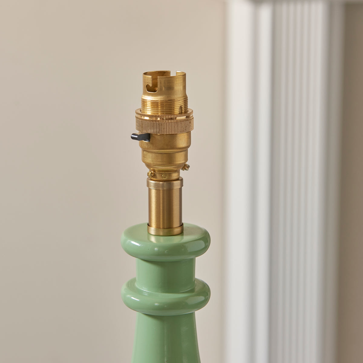 Myrtle Table Lamp in Cotswold Green with Vintage & Almond White 25cm Ivy Shade