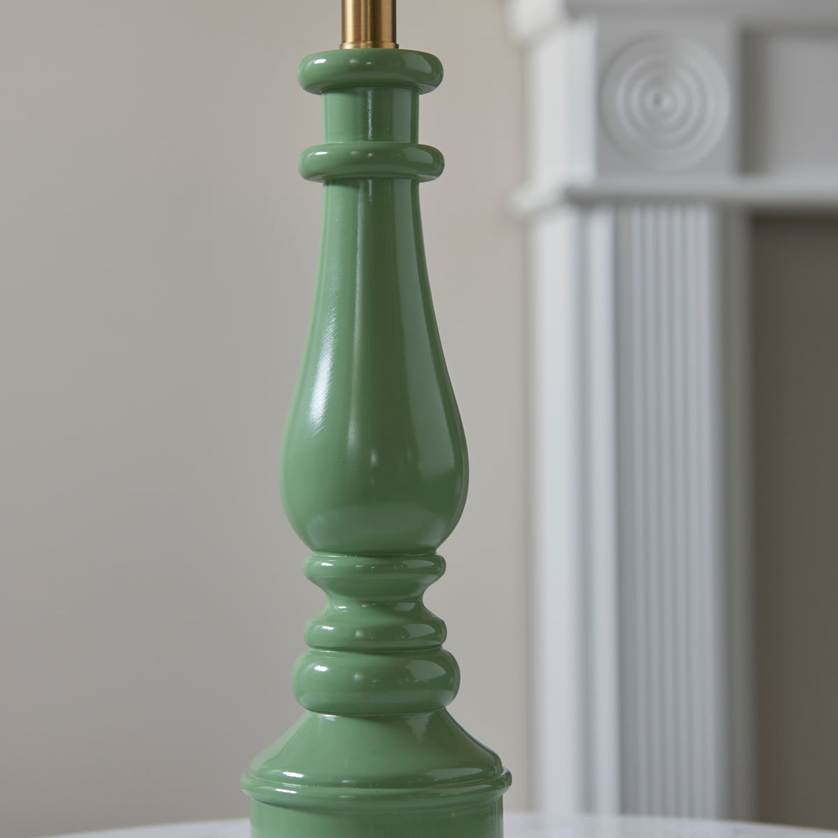 Myrtle Table Lamp in Cotswold Green with Vintage & Almond White 25cm Ivy Shade