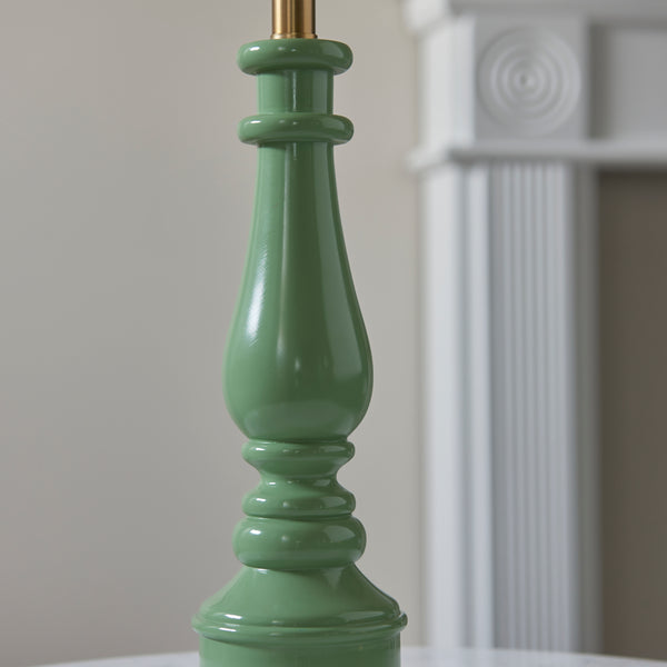 Myrtle Table Lamp in Cotswold Green with Vintage & Almond White 25cm Ivy Shade