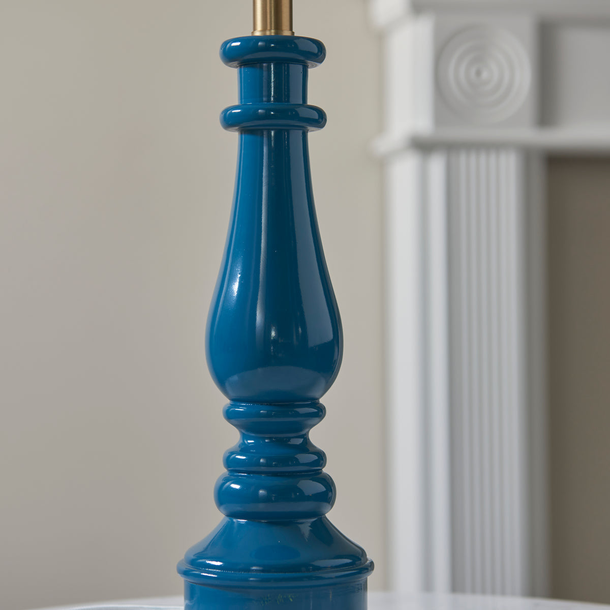 Myrtle Table Lamp in Marlin Blue with Apricot Orange 25cm Zigzag Shade