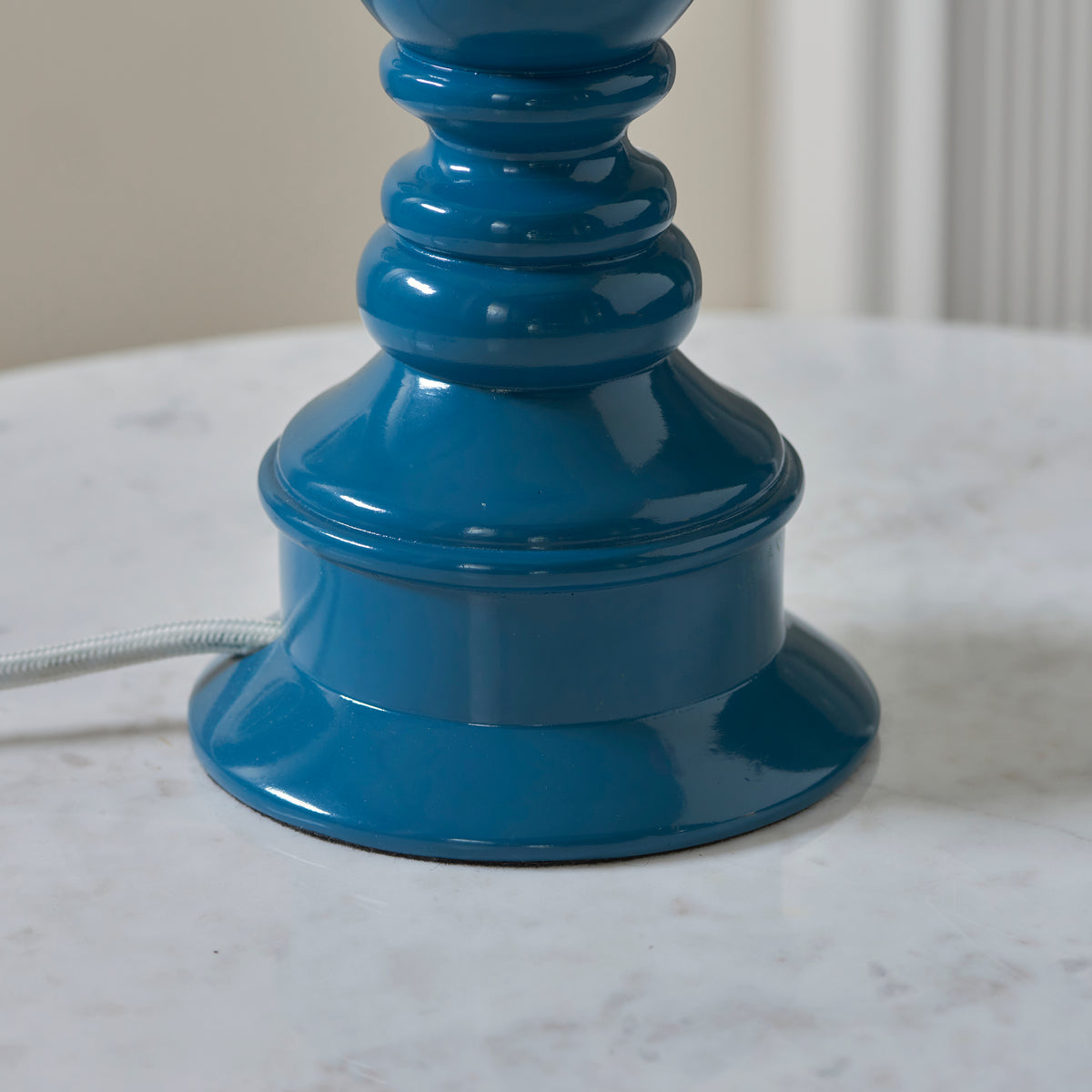 Myrtle Table Lamp in Marlin Blue with Apricot Orange 25cm Zigzag Shade