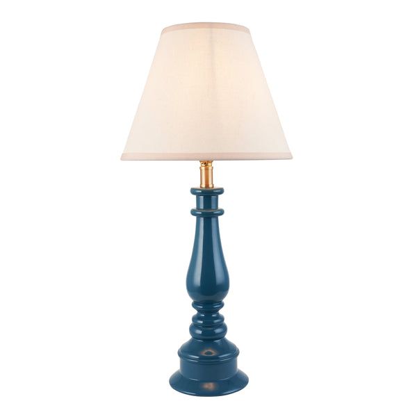 Myrtle Table Lamp in Marlin Blue with Vintage & Almond White 25cm Ivy Shade
