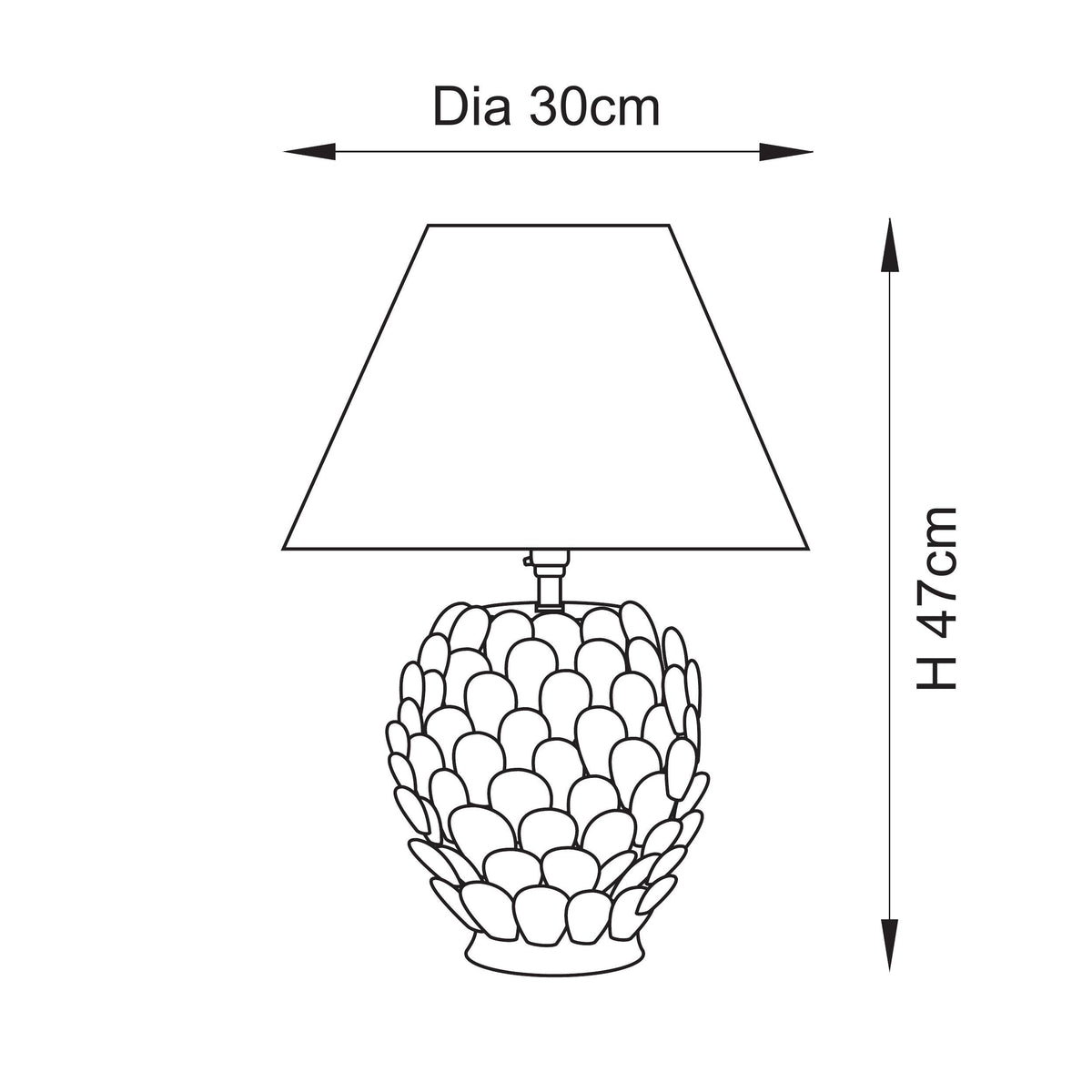Layered Leaf Ceramic Table Lamp in Ivory Crackle Glaze with Pearl Grey 30cm Ikat Shade