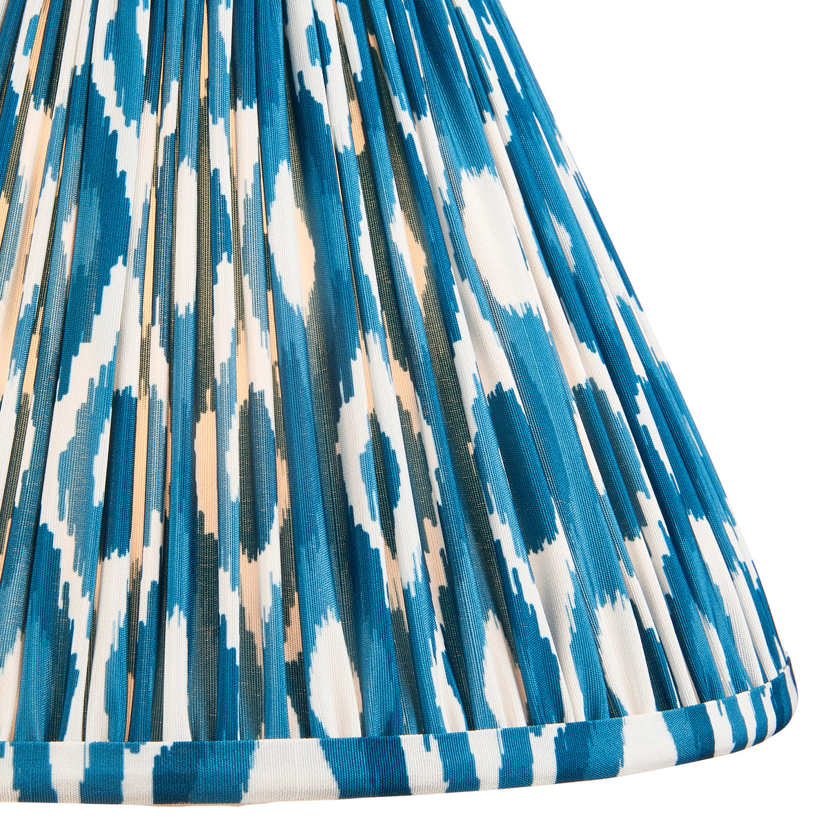 Layered Leaf Ceramic Table Lamp in Ivory Crackle Glaze with Marlin Blue 30cm Ikat Shade