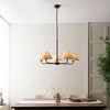 Lille Five Arm Pendant in Matt Black with Tapered Natural Linen Shades