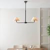 Lille Twin Light Linear Pendant in Matt Black with Tapered Natural Linen Shades