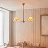 Lille Twin Light Linear Pendant in Antique Brass with Tapered Natural Linen Shades