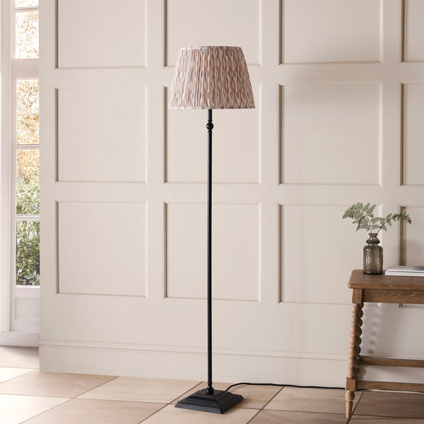 Lille Floor Lamp in Matt Black with Natural 40cm Ikat Shade