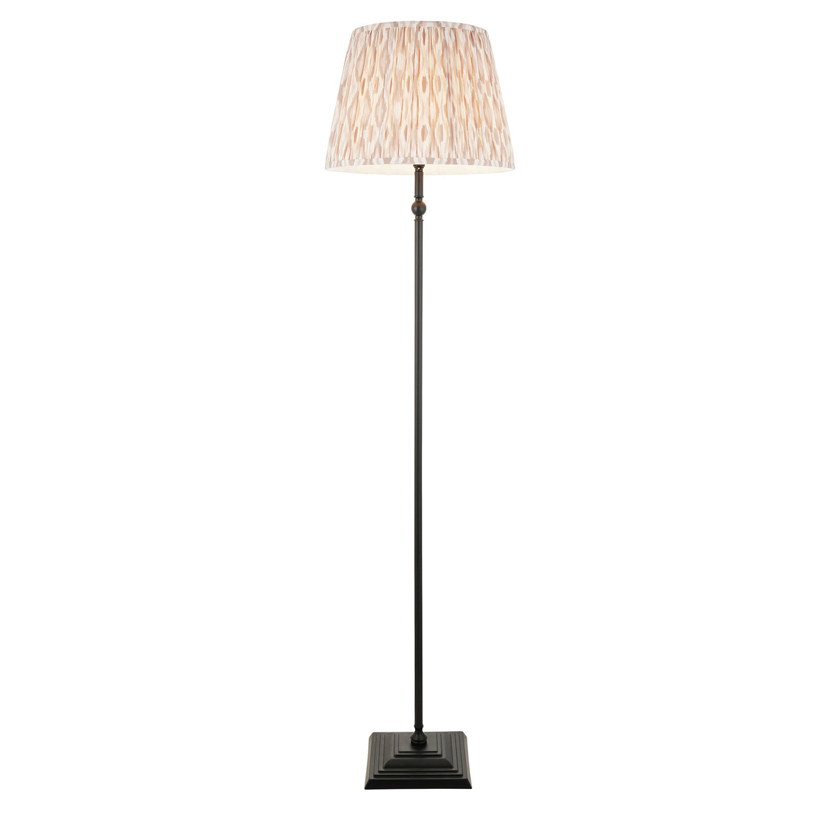 Lille Floor Lamp in Matt Black with Natural 40cm Ikat Shade