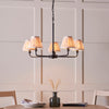 Lille Five Arm Pendant in Matt Black with Natural 16cm Ikat Shades