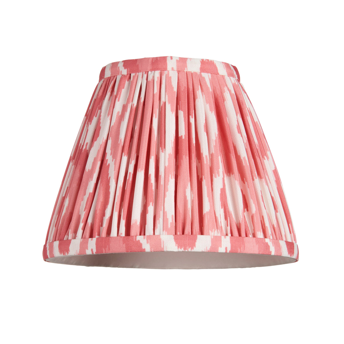 Lille Five Arm Pendant in Antique Brass with Coral Pink 16cm Ikat Shades
