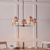 Lille Five Arm Pendant in Antique Brass with Pearl Grey 16cm Ikat Shades