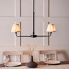 Lille Twin Light Linear Pendant in Matt Black with Natural 16cm Ikat Shades