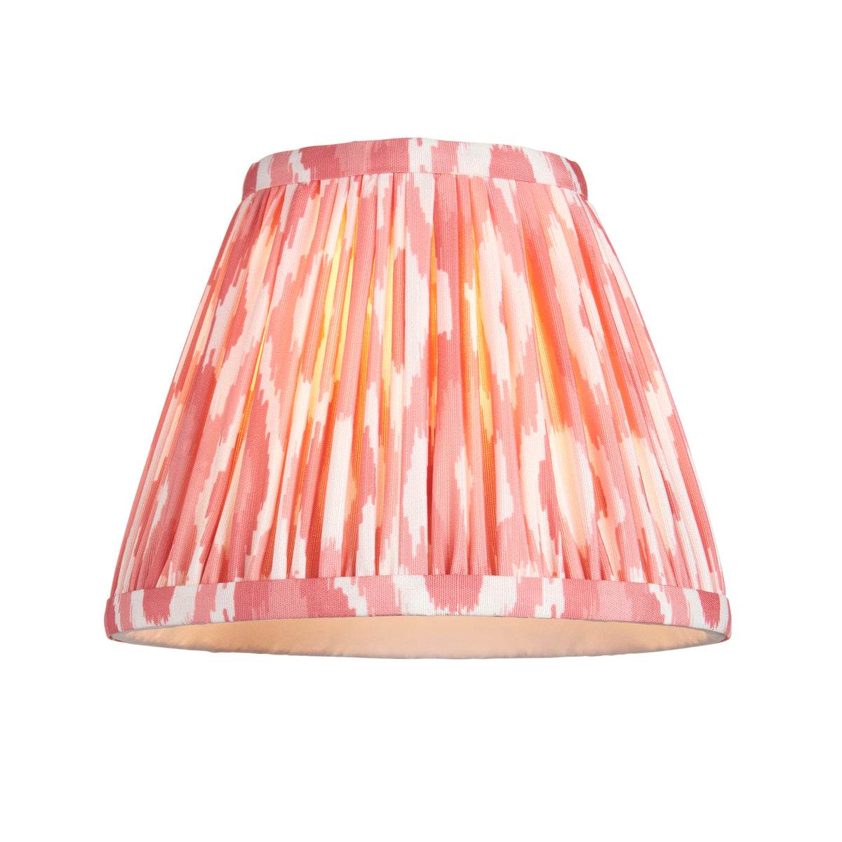 Lille Twin Light Linear Pendant in Antique Brass with Coral Pink 16cm Ikat Shades