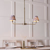 Lille Twin Light Linear Pendant in Antique Brass with Pearl Grey 16cm Ikat Shades