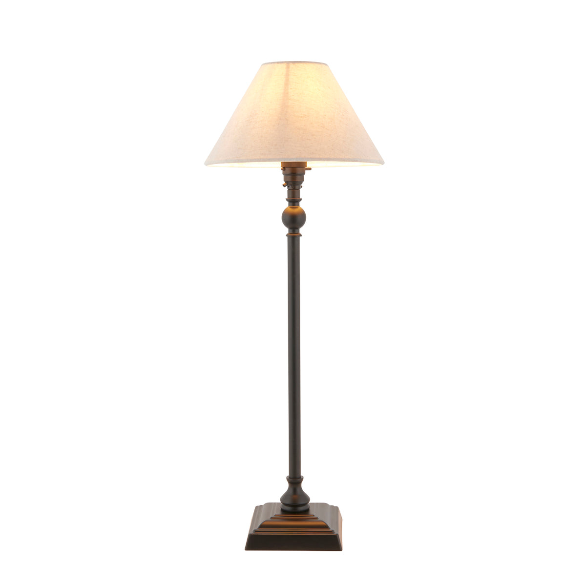 Lille Table Lamp in Matt Black with 22cm Tapered Natural Linen Shade