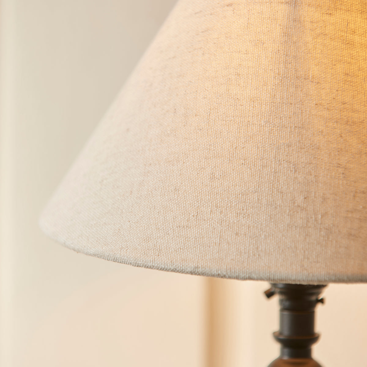 Lille Table Lamp in Matt Black with 22cm Tapered Natural Linen Shade