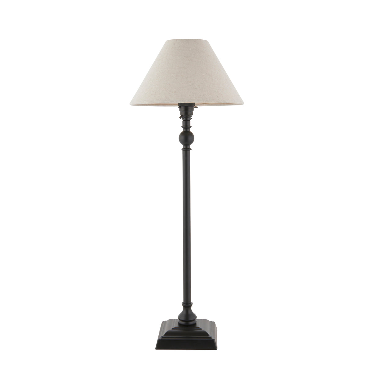Lille Table Lamp in Matt Black with 22cm Tapered Natural Linen Shade