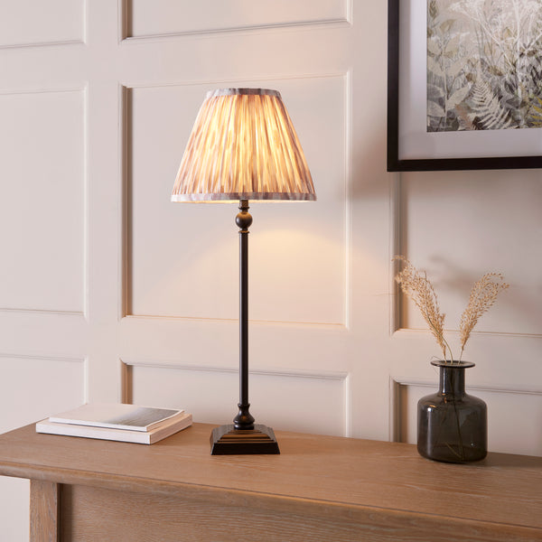 Lille Table Lamp in Matt Black with Natural 25cm Ikat Shade
