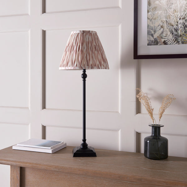 Lille Table Lamp in Matt Black with Natural 25cm Ikat Shade