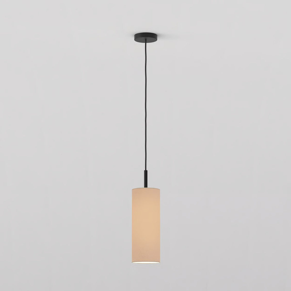 Pendant in Matt Black with Tube 135 Pendant Shade in Oyster