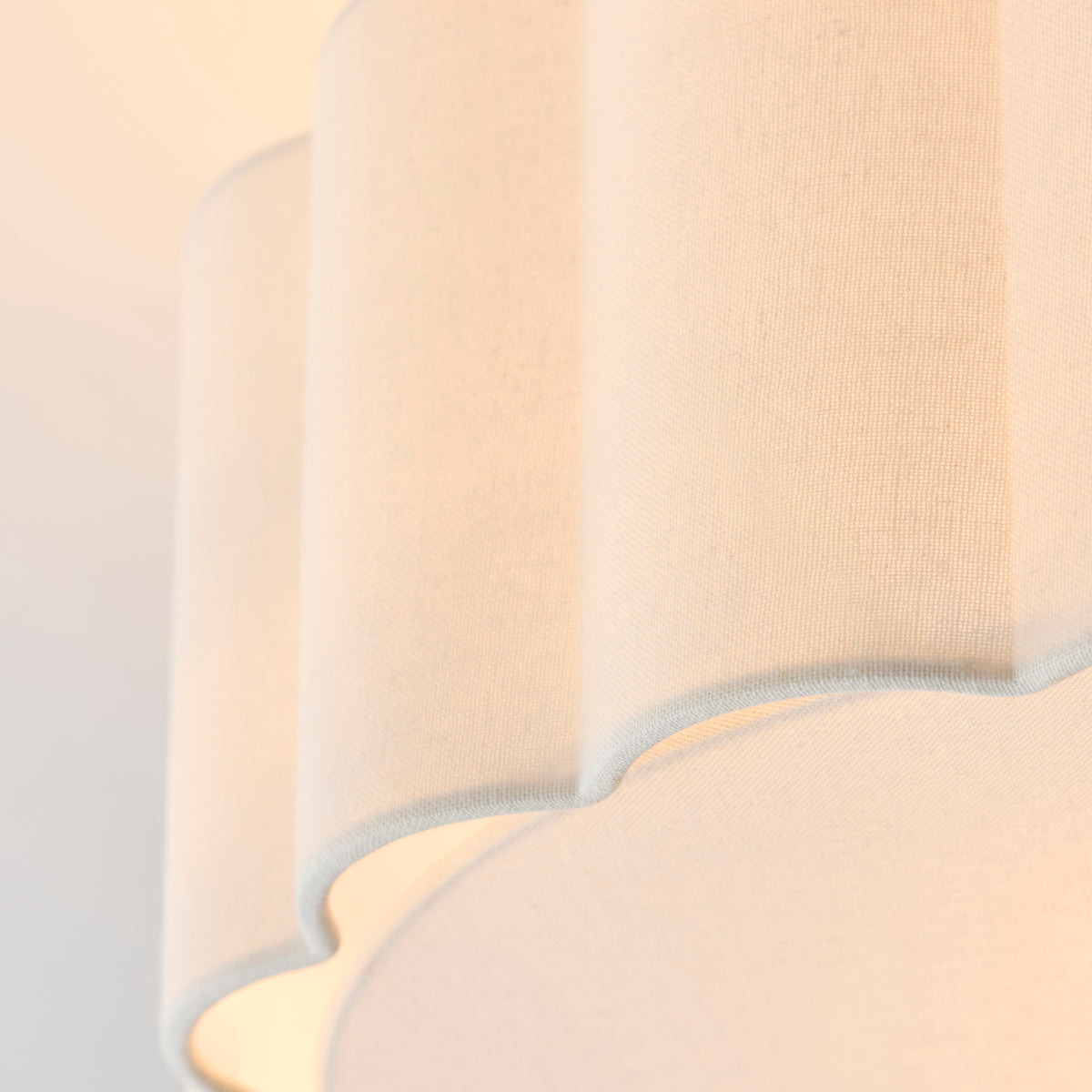 Serene Ceiling Light in Brushed Aged Brass with Vintage White Cotton Fluted Shade