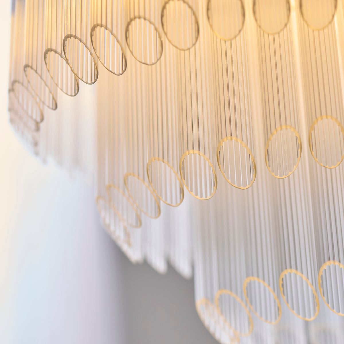 Montpellier Three Lamp Pendant in Brushed Brass with Ribbed Cylindrical Clear Glass